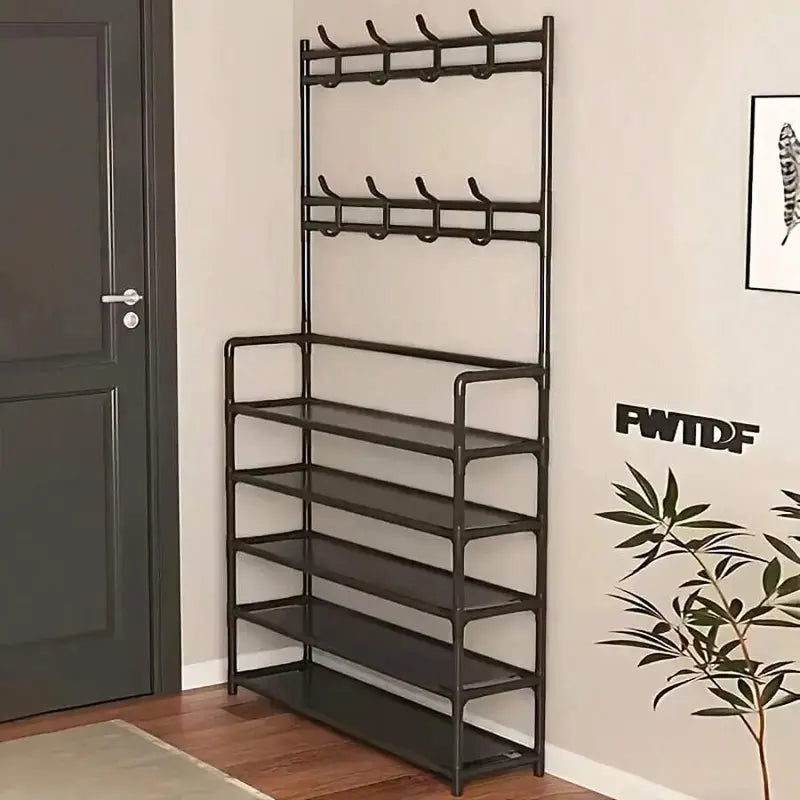 ✨ 3-in-1 Hall Tree | Entryway Coat & Shoe Organizer Rack with 8 Hooks