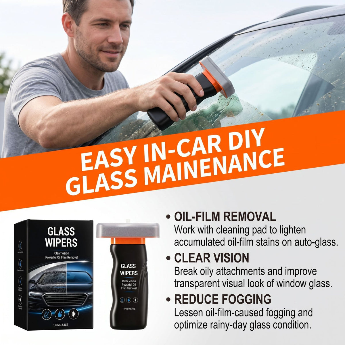⏳Hot Deal🚘 Glass Oil Film Remover Paste, Safe For All Auto Glass