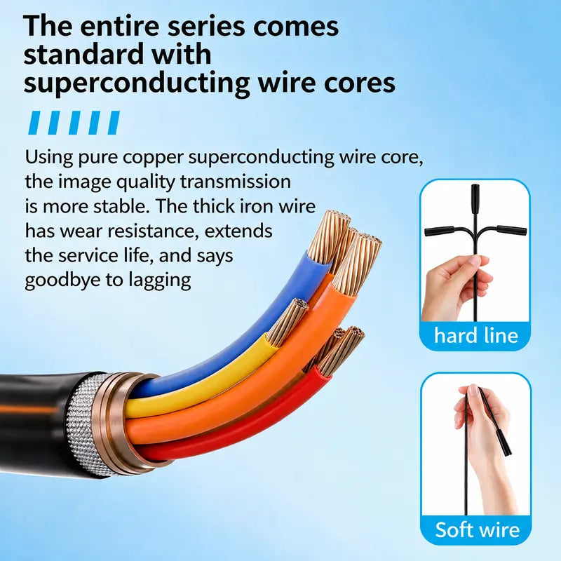 🔍 1920×1440 HD Endoscope Camera – 3.5M Semi-Rigid Cable, 8 Adjustable LED Lights & IP67 Waterproof Probe