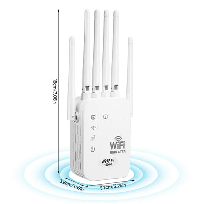 2026 WiFi Extender 6-Antenna Strong Signal - 1200Mbps Dual Band 2.4GHz Booster, Wide Coverage Wireless Amplifier for Home Studios and Remote Workspaces