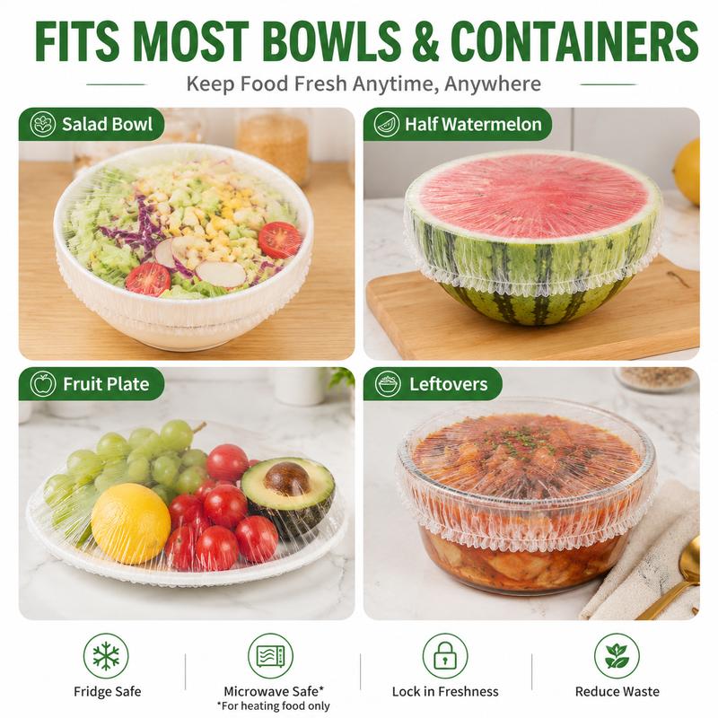 📢Buy one get one free✨100 disposable elastic food lids, suitable for bowls and plates, flexible bowl lids