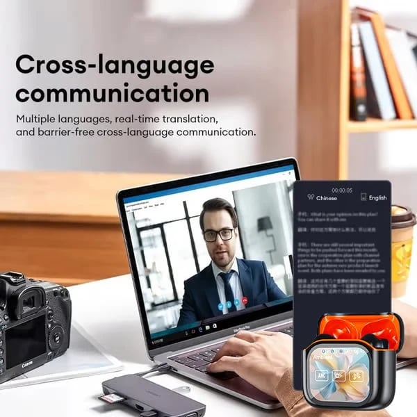 🎁🔥Wireless Bluetooth translation earbuds with LED display (compatible with iOS and Android devices)
