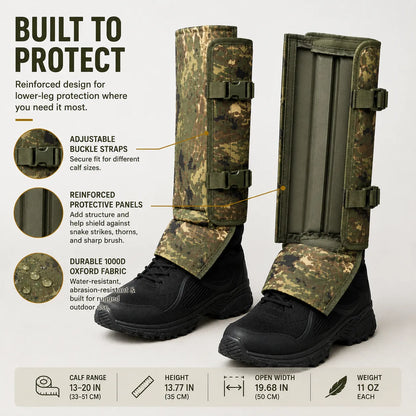 Protective Snake Guard Gaiters – Reinforced Lower-Leg Safety for Hiking, Hunting, Camping & Outdoor Work,  – 4 Durable Colors