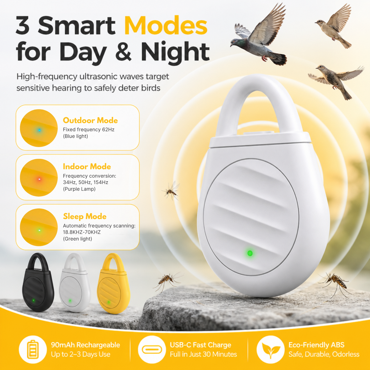Limited-time 50% off-Portable Ultrasonic Bird Repellent Keychain