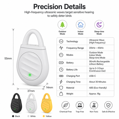 Limited-time 50% off-Portable Ultrasonic Bird Repellent Keychain
