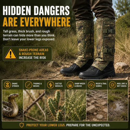 Protective Snake Guard Gaiters – Reinforced Lower-Leg Safety for Hiking, Hunting, Camping & Outdoor Work,  – 4 Durable Colors