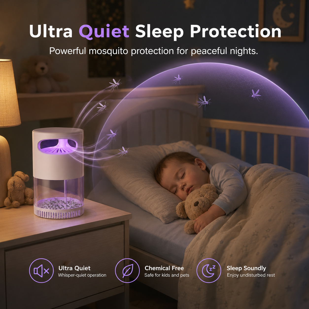 🔥Silent UV Mosquito Killer – No chemicals, safe for children and pets🦟