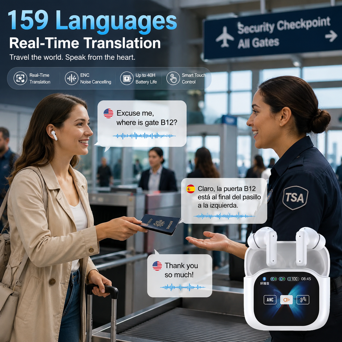 🎧Bluetooth Wireless Noise-Canceling Translation Earbuds Al Translation Earbuds