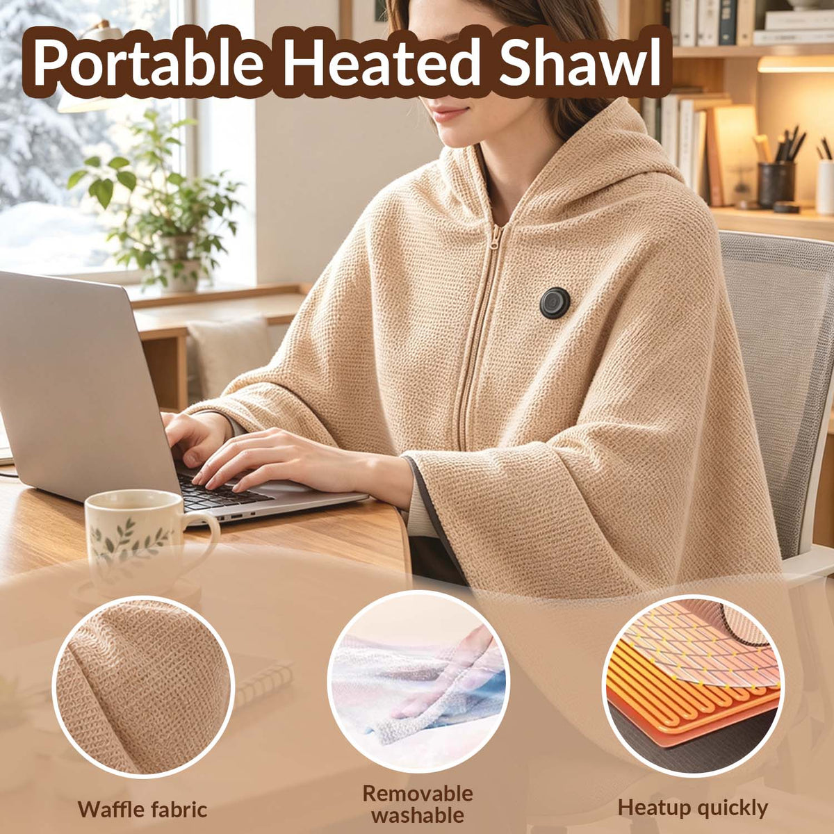 🔥Portable Heated Shawl – Wearable Electric Heating Shawl