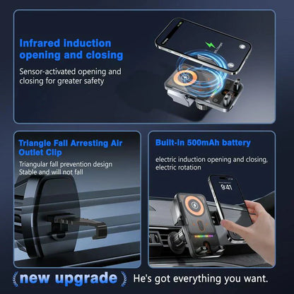 🔥HOT SALE 50% OFF🎁⚡Over 50,000 sold! 📱Smart 2-in-1 Car Rotating Mobile Phone Holder & Wireless Charger⚡