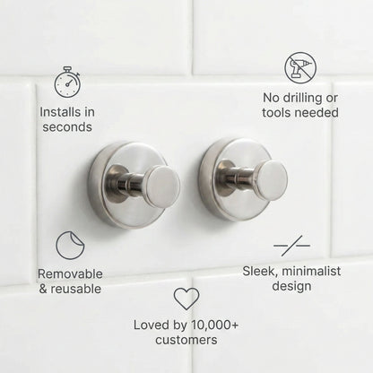 🔥Buy 1 Get 1 Free🔥2 PCS No Drill Suction Cup Hooks Heavy Duty Wall Hooks For Bathroom Kitchen And Home