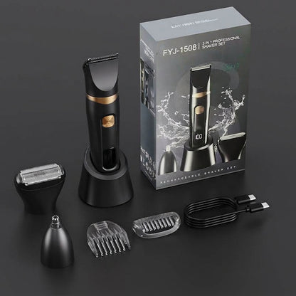 ⏳LIMITED TIME: 50% OFF! 🏆Luxe 3-in-1 Professional Men’s Grooming Set – T-Blade Trimmer, Foil Shaver & Nose Trimmer – With LED Display & USB Rechargeable