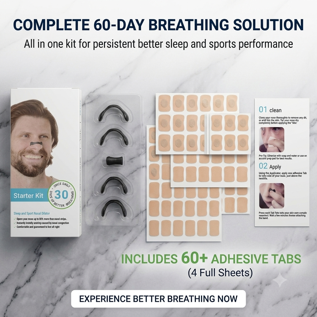 50% OFF🔥Magnetic Nasal Dilator - Anti Snoring Kit 4 Sizes+60 curved nose strips
