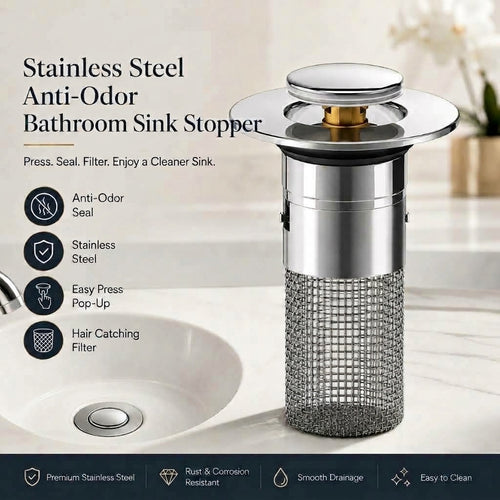 🔥Limited-time 50% off, stainless steel odor-proof bathroom sink stopper