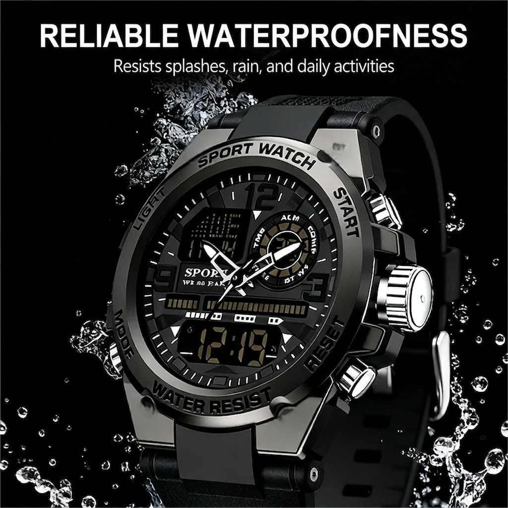 🔥🔥Men's Waterproof Sports Watch with Luminous Display