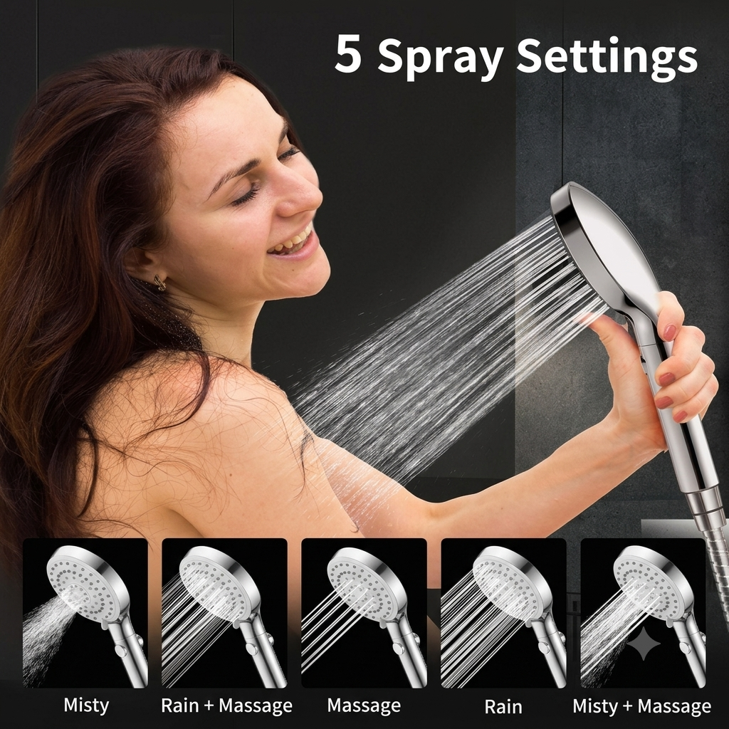 Hot sale🔥High Pressure Boosting Shower Head 360° Rotatable Water Saving Rainfall Nozzle