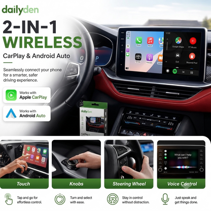 2-in-1 Wireless CarPlay & Android AutoAdapter: No More Plugging In