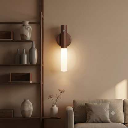 Wall Sconce Smart LED Wooden Sensor Light: Rechargeable Magnetic