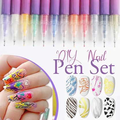 🎁 50% OFF ⏳ 12 Colors Nail Art Pens Set – Create Beautiful & Precise Designs ✨