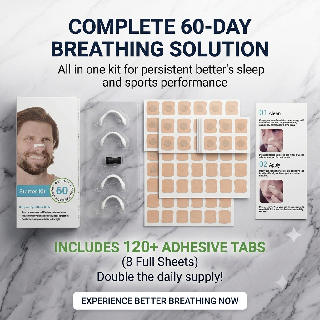 50% OFF🔥Magnetic Nasal Dilator - Anti Snoring Kit 4 Sizes+60 curved nose strips