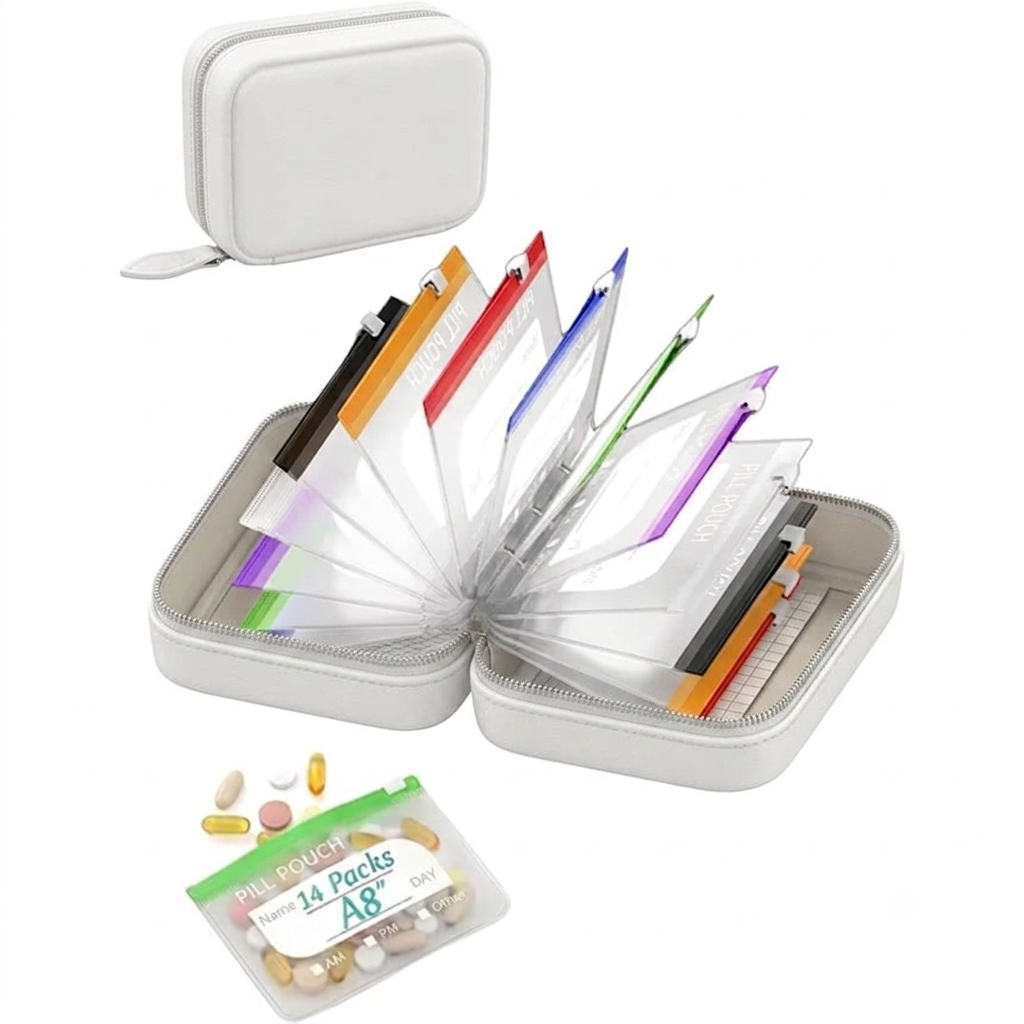 💊 A8 Waterproof Pill Pouch Set – Large Weekly Travel Medicine Organizer