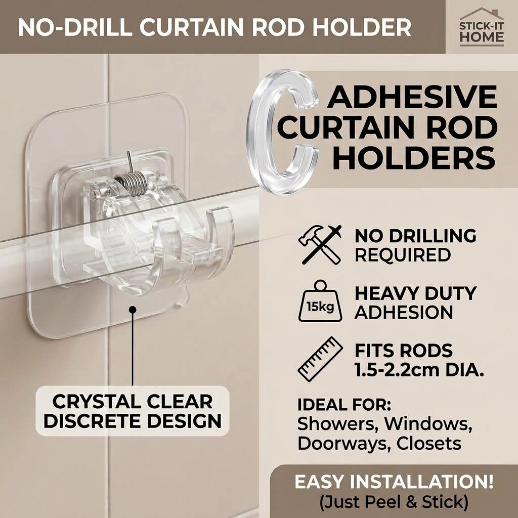 🔥Nail-Free Adjustable Curtain Rod Hooks