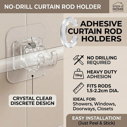 🔥Nail-Free Adjustable Curtain Rod Hooks