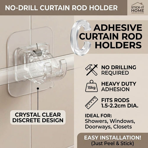 🔥Nail-Free Adjustable Curtain Rod Hooks