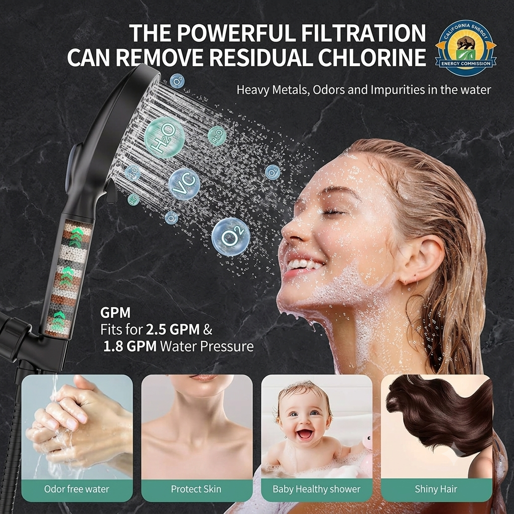 Hot sale🔥High Pressure Boosting Shower Head 360° Rotatable Water Saving Rainfall Nozzle