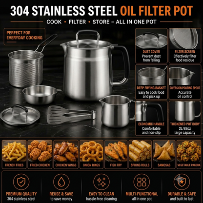 304 stainless steel oil filter kettle - the companion of deep fryer, healthy and ruthless!