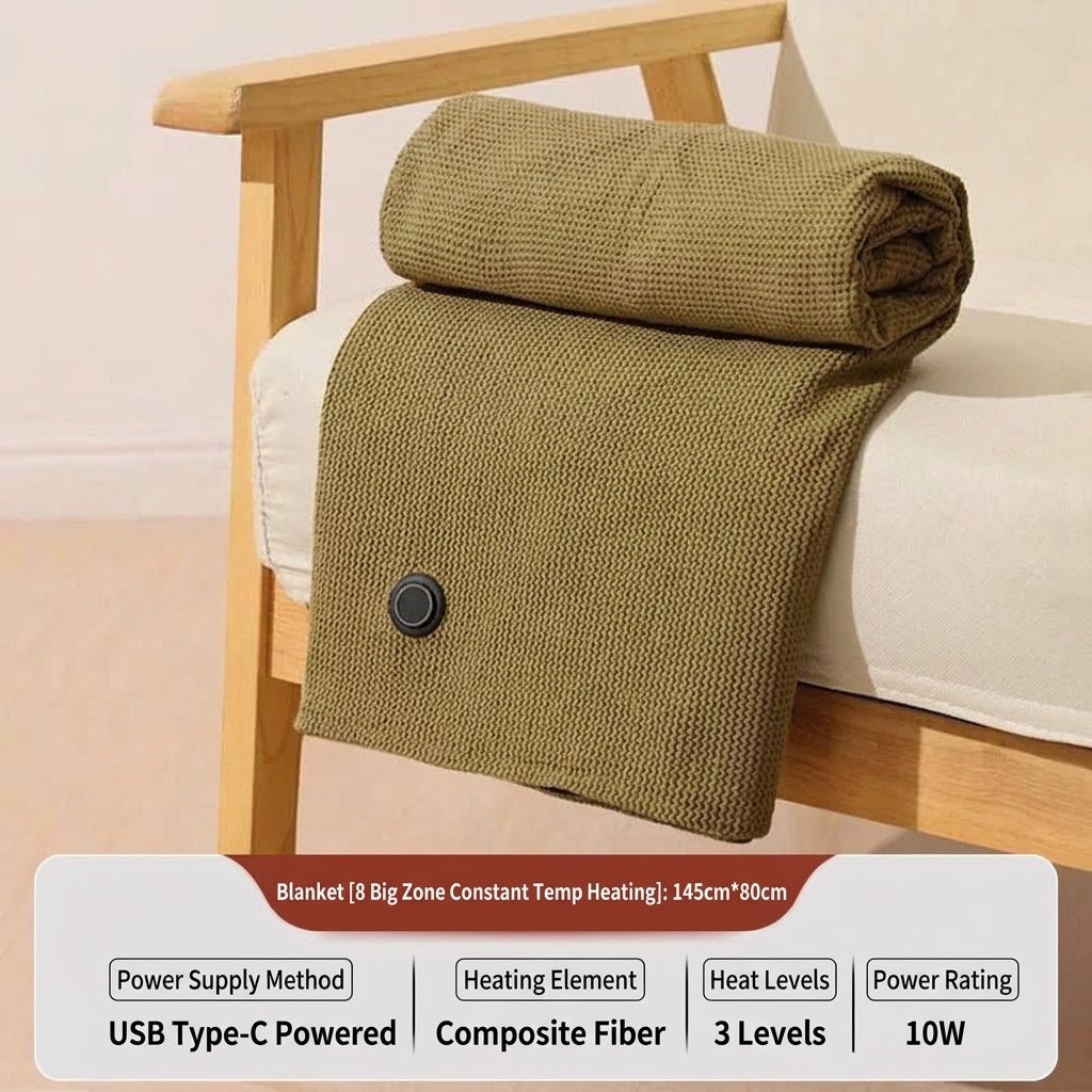 🔥 Free Shipping,Last Day 52% Off!🔥Portable USB Electric Heated Blanket Perfect for Outdoors or the Office. Use as a Single-Person Throw, Wrap, or Lap Blanket.