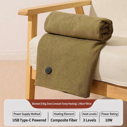 🔥 Free Shipping,Last Day 52% Off!🔥Portable USB Electric Heated Blanket Perfect for Outdoors or the Office. Use as a Single-Person Throw, Wrap, or Lap Blanket.