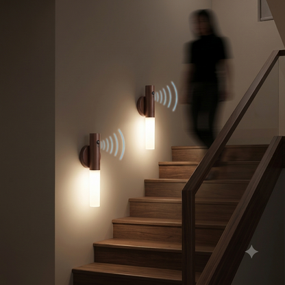 Wall Sconce Smart LED Wooden Sensor Light: Rechargeable Magnetic