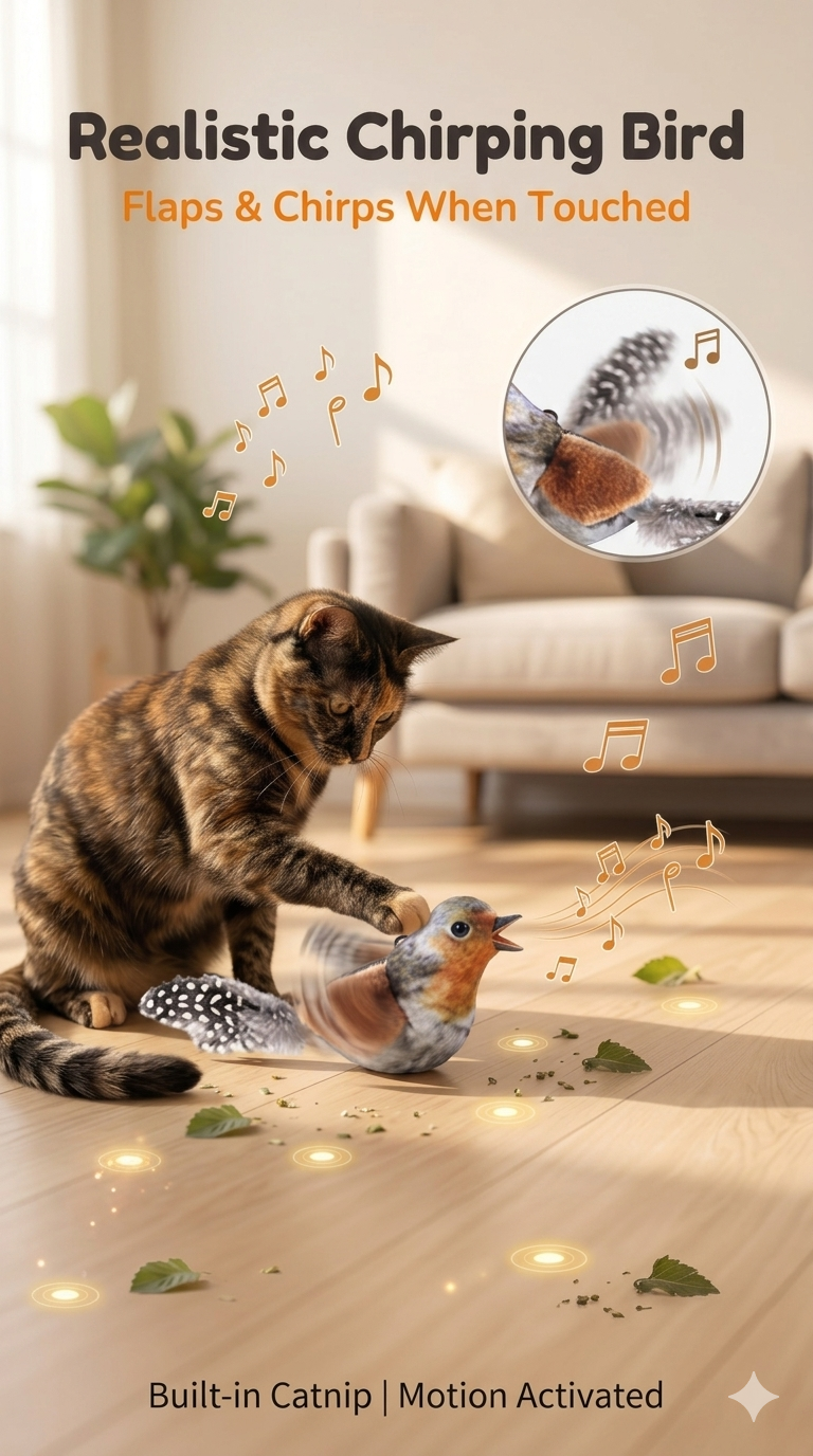 🔥HOT SALE 🔥50% OFF ！Vocal Simulation Squeaky Bird Cat Toy For Self-amusement