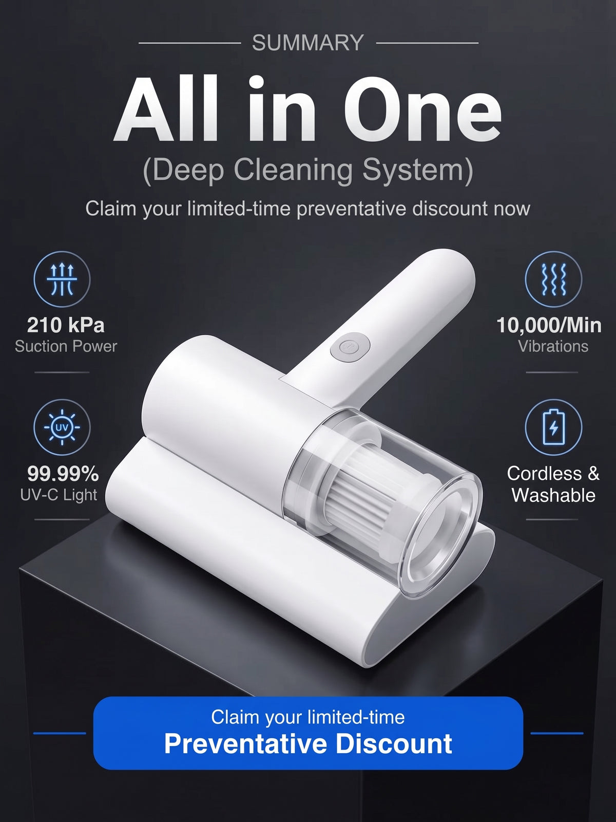 💥50% OFF ✅ Wireless UV-C Mite-Eliminating & Sterilizing Device
