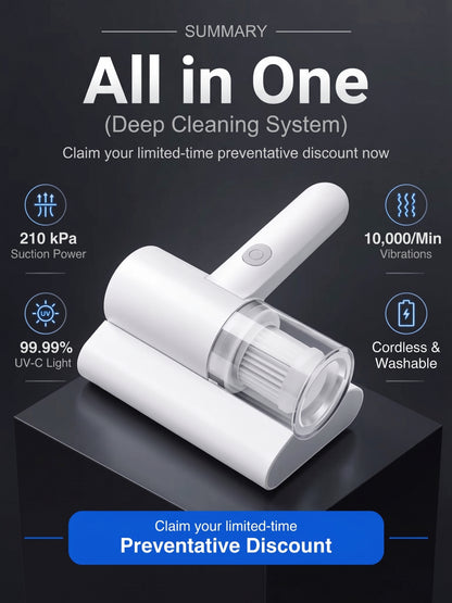 💥50% OFF ✅ Wireless UV-C Mite-Eliminating & Sterilizing Device