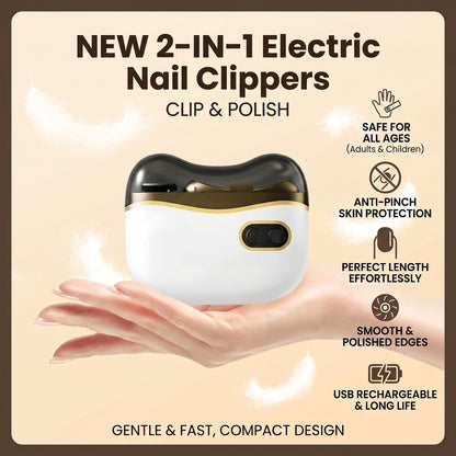 💥50% Off Limited Offer 🔥2‑in‑1 Electric Nail Clipper & Polisher ✨Safe for Baby & Adults