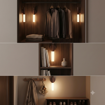 Wall Sconce Smart LED Wooden Sensor Light: Rechargeable Magnetic
