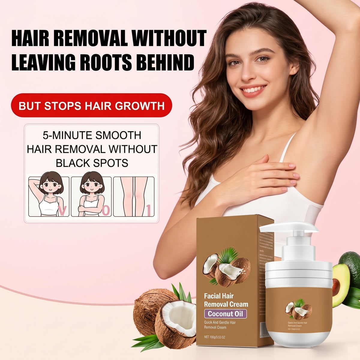 💥Buy One, Get One Free 💕[Painless Hair Removal] Hair Removal Cream with Plant Extracts and Coconut Oil