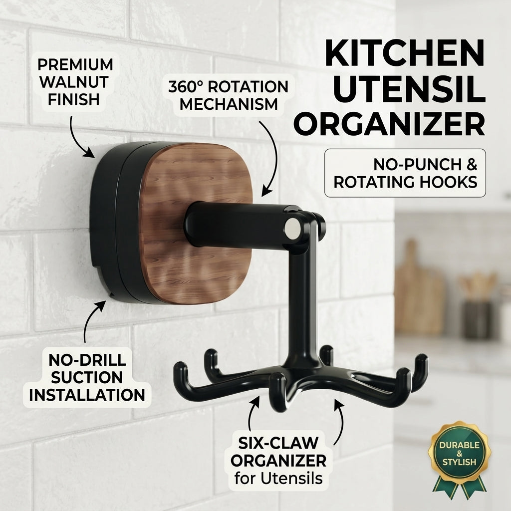 🔥Buy one get one free-360° Rotating Duty Hooks Kitchen Utensil Holder