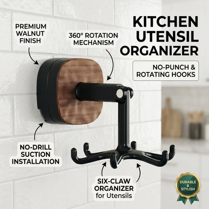 🔥Buy one get one free-360° Rotating Duty Hooks Kitchen Utensil Holder