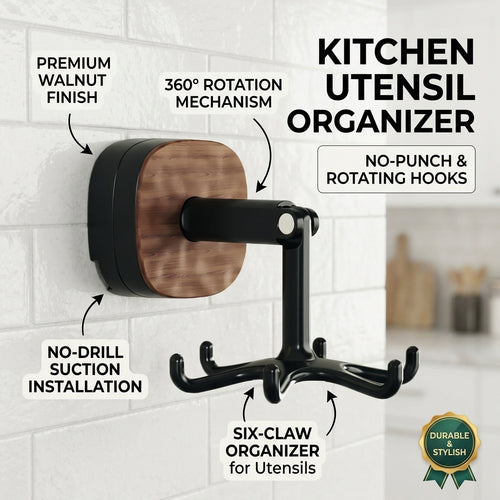 🔥Buy one get one free-360° Rotating Duty Hooks Kitchen Utensil Holder