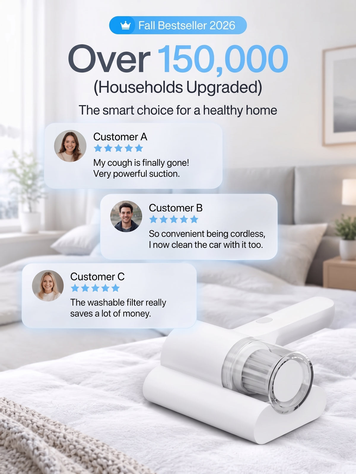 💥50% OFF ✅ Wireless UV-C Mite-Eliminating & Sterilizing Device