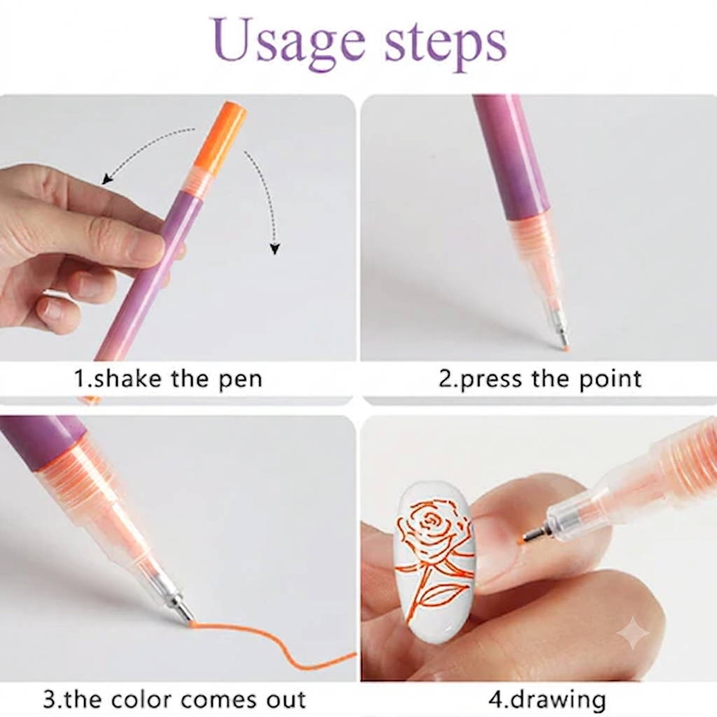 🎁 50% OFF ⏳ 12 Colors Nail Art Pens Set – Create Beautiful & Precise Designs ✨
