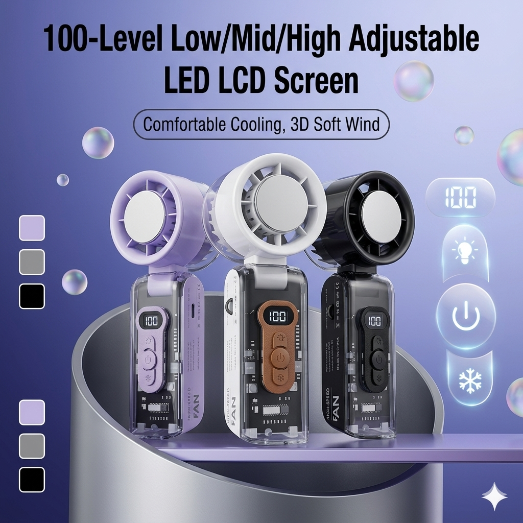 Portable Handheld Fan with LED Digital Display🌬️ Stay cool—Anytime, Anywhere❄️