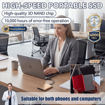 [Compatible with mobile phones and computers] High-speed portable solid-state drive (SSD)