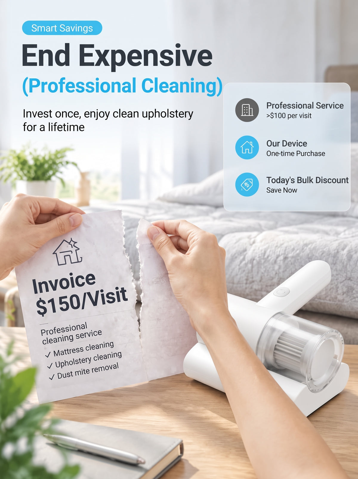 💥50% OFF ✅ Wireless UV-C Mite-Eliminating & Sterilizing Device