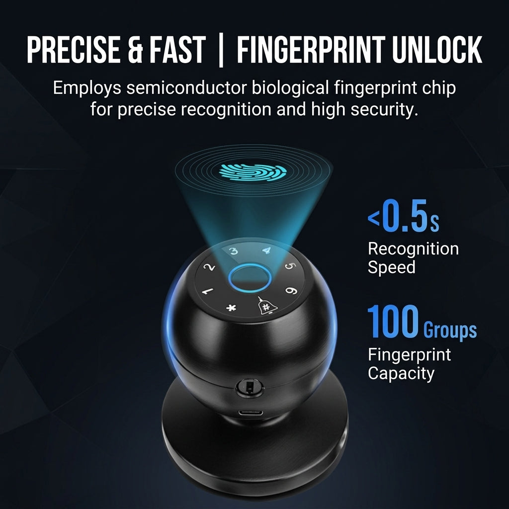 Over 50,000 sold this month | Limited-time 50% off | Spherical fingerprint lock