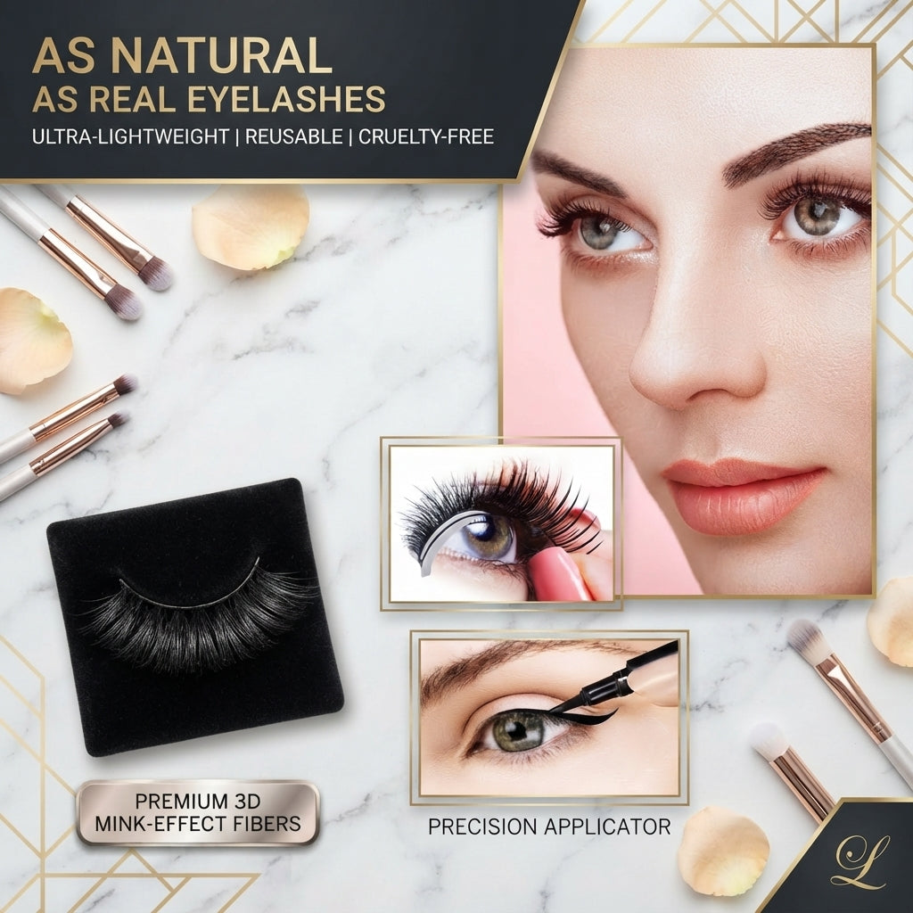 🌺Glue-Free Self-Adhesive Lashes – 3-Second, Natural & Reusable