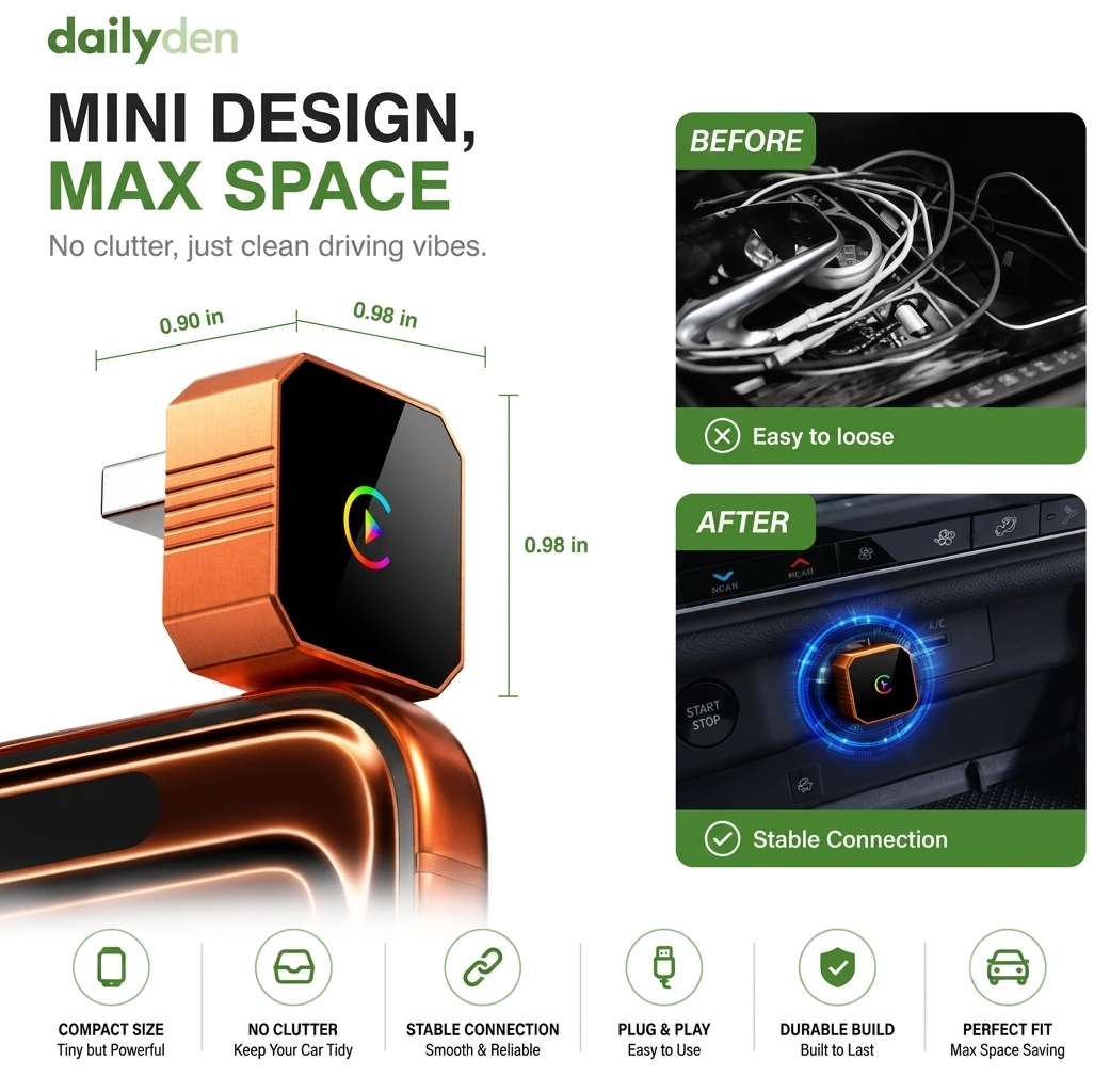 2-in-1 Wireless CarPlay & Android AutoAdapter: No More Plugging In